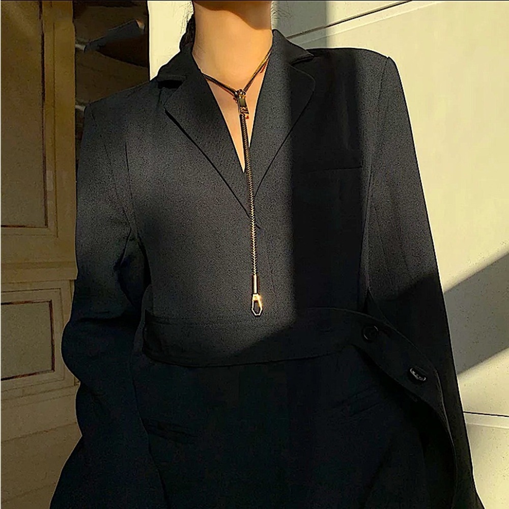 Metal Gold Silver Zipper Necklace Industrial Edgy Statement Choker Tarnish Free - Picture 4 of 11